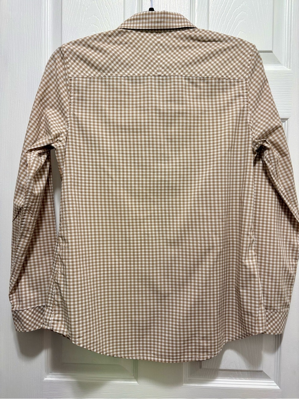 Pendleton Tan White Gingham Plaid Button Down Shirt Women Medium Cotton EUC - Picture 6 of 6